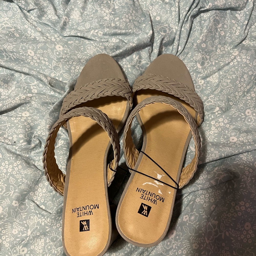 White Mountain Gray Sandals with Cushioned Footbed
